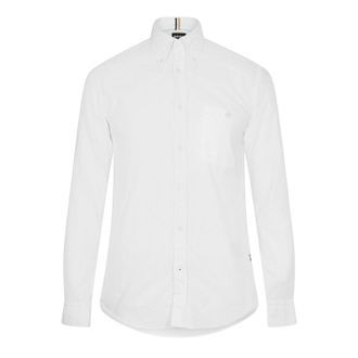 HUGO BOSS Effen Oxford-overhemd met knoopsluiting voor heren (Wit)