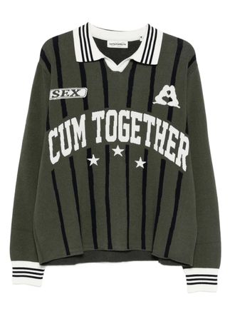 Carne Bollente striped collar sweater - unisex - Viscose/Acrylic/Elastane - S - Green