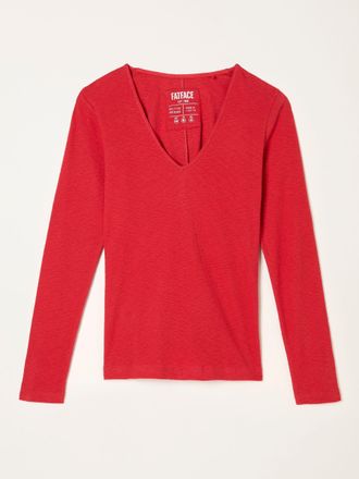 Fat Face FatFace Callie Red V-Neck Long Sleeve Top