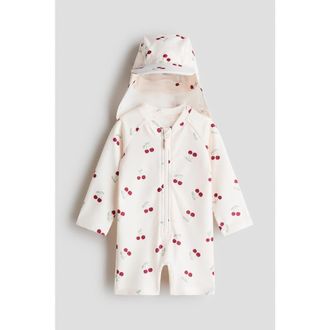 H&M Upf 50 Sun Protection Set in Light Pink/cherries at Nordstrom, Size 9-12M