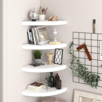 Berkfield Home Floating Corner Shelves 4 pcs High Gloss White 35x35x3.8 cm MDF