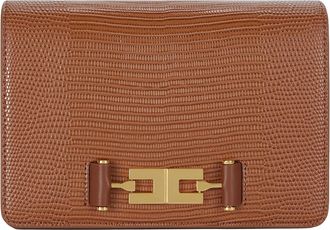 Elisabetta Franchi Rectangular Crossbody Bag with Lizard Skin Texture