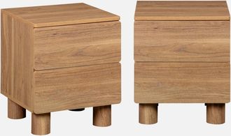 Sweeek Mesita De Noche Efecto Madera Con 2 Cajones, Set De 2
