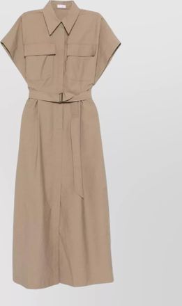 Brunello Cucinelli cotton belted short-sleeve midi dress
