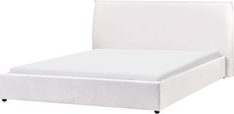 Beliani Cama matrimonial de tejido blanco 180x200