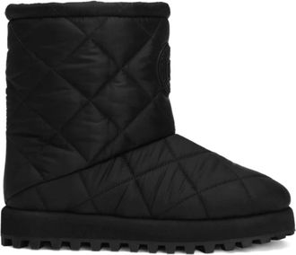 Dolce & Gabbana Zwarte Gewatteerde Enkellaars - Heren - Winterlaarzen - Zwart - 43 EU - Polyester - Schoenen
