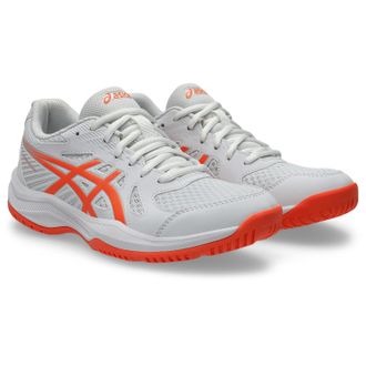 Asics Hallenschuh ASICS UPCOURT 6, Damen, Gr. 37,5, weiss (wei&szlig;, vivid coral), Synthetik, Schuhe Hallenschuh, besonders geeignet f&uuml;r Handball und Volleyball