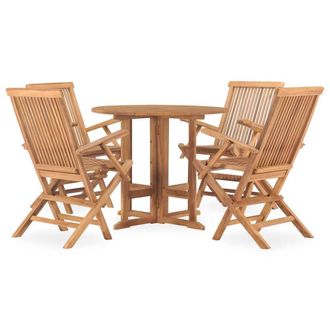 Berkfield Home 5 Piece Folding Outdoor Dining Set Solid Teak Wood in Brown