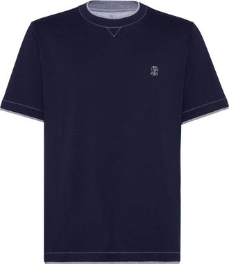 Brunello Cucinelli T Shirt Blu-Uomo