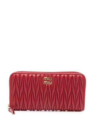 Miu Miu matelass&eacute; zip wallet - Red