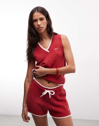 Nike short lavorato a maglia rosso