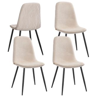 Vasagle 4 sillas de comedor con soporte de metal tejido chenilla color blanco