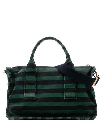 Prada 2010-2020 Canvas Canapa Righe Striped satchel - Green