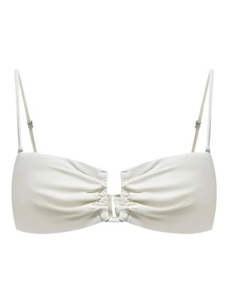 12 Storeez ruched bikini top - women - Recycled Polyamide/Elastane/Recycled Polyester/Elastane - M - Neutrals