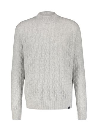 Lerros Strickpullover LERROS LERROS Cable-Strickpullover mit Turtleneck, Herren, Gr. L, weiss (broken wei&szlig; melange), 88% Schurwolle, 12% Kaschmir, Rundhals, 