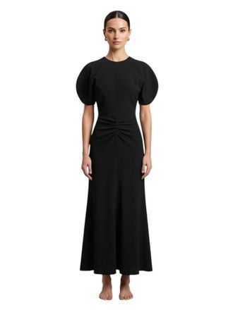 Victoria Beckham Black Round Neck Midi Dress