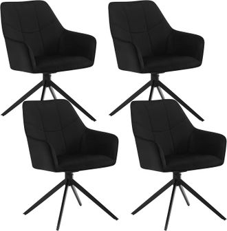 Woltu Woltu - Juego De 4 Sillas De Comedor Con Patas De Metal. Respaldo Y Asiento Giratorio. En Terciopelo Negro