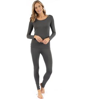 Leveret Womens Solid Thermal Pajama Set in Dark Gray at Nordstrom, Size X-Small