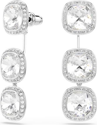 Swarovski Una Angelic Earrings, Cushion Cut, White, Rhodium Plated
