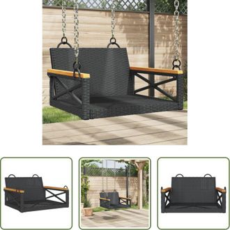 vidaXL vidaXL Polyrattan - Panchina a Dondolo Nera 63x62x40 cm in Polyrattan