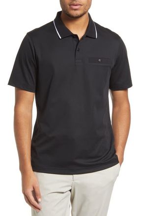 Ted Baker Galton Tipped Cotton Blend Polo in Black at Nordstrom, Size 5