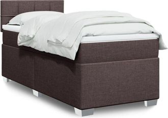 vidaXL Vidaxl - Cama Box Spring Con Colch&oacute;n Tela Marr&oacute;n Oscuro 90x200 Cm