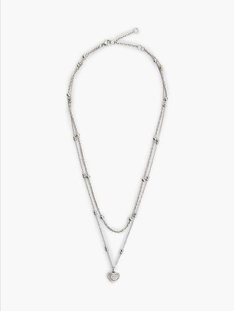 Tommy Hilfiger Collar de acero inoxidable con coraz&oacute;n