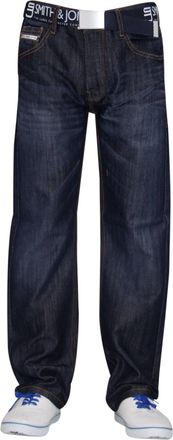 Smith & Jones New Mens Designer Smith & Jones Jeans Denim Regular Straight Cut Pants Free Belt (40W X 32L, Dark Wash)