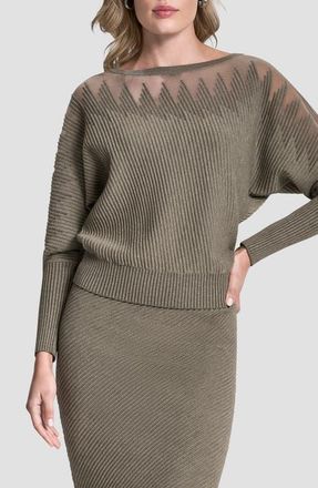 DKNY Illusion Rib Boatneck Sweater in City Taupe Heather at Nordstrom, Size X-Small