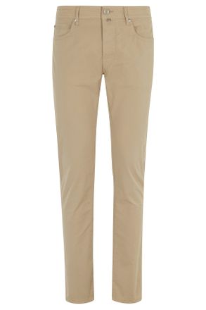 Jacob Cohen Beige Slim Bard Five-Pocket Cotton-Blend Pants