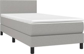 vidaXL Cama Box Spring Con Colch&oacute;n Tela Y Led Gris Claro 80x200 Cm Vidaxl