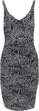 Versace silk swirl print ruche pleated cocktail dress