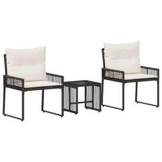 vidaXL Juego De Muebles De Exterior Con Coj&iacute;n 7 Pcs Negro Y Crema Vidaxl