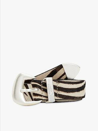 Tommy Hilfiger Zebra Print Abstract Buckle Belt