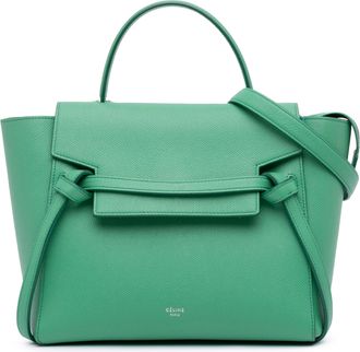 Celine Pre-owned Womens Nano Belt Bag Structured Handbag - Sage Green Leather - One Size