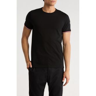 Moncler Tipped Cotton Stretch Jersey T-Shirt in Black at Nordstrom, Size Xxx-Large