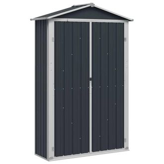 Berkfield Home Garden Shed Anthracite 116x45x175 cm Galvanised Steel in Charcoal | Size: 116 x 45 x 175 cm