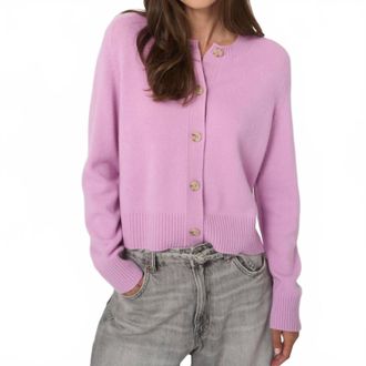 Repeat Cashmere Boxy Cardigan With Rib Trim In Glow