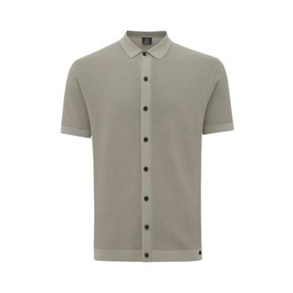 Genti Polo Button SS K2046-1260 - Heren - Korte mouwen Overhemden - Grijs - M - Nylon - Overhemden
