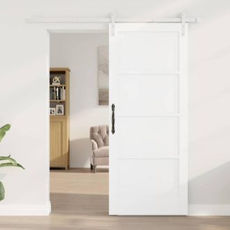Berkfield Home Sliding Door with Hardware Set White 83x202 cm Solid Wood Pine
