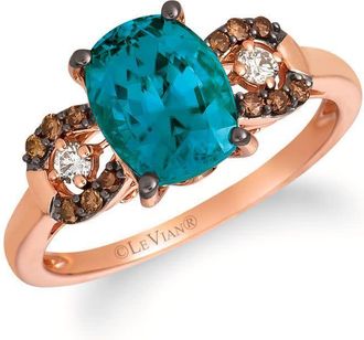 Le Vian Ladies Deep Sea Blue Topaz Rings set in 14K Strawberry Gold
