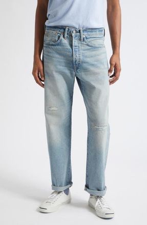 Ralph Lauren Ripped Straight Leg Jeans in Bridgeview Wash at Nordstrom, Size 36 X 32