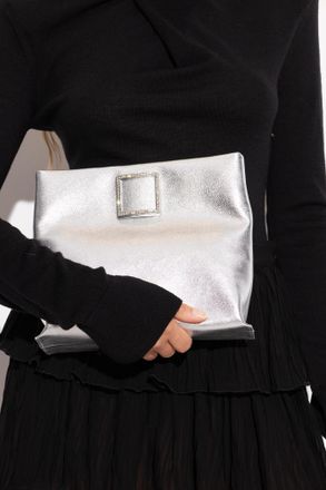 Roger Vivier Trompette Clutch, Womens, Silver