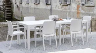 Dmora Tavolo Da Esterno Abbaviva, Ripiano Rettangolare Allungabile Da Pranzo, Tavolo Da Giardino Estensibile Effetto Rattan, 100% Made In Italy, 150/220x90h