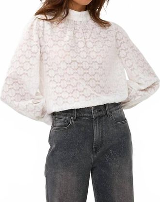 Esqualo Tiril Turtleneck Plumetis Blouse In Off-White