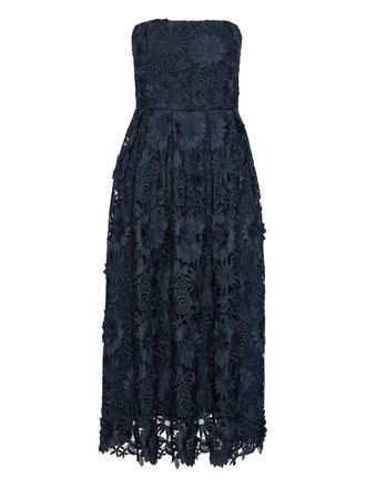 Rotate 3D lace flared midi dress - women - Recycled Polyester/Polyester/Elastane - 36 - Blue