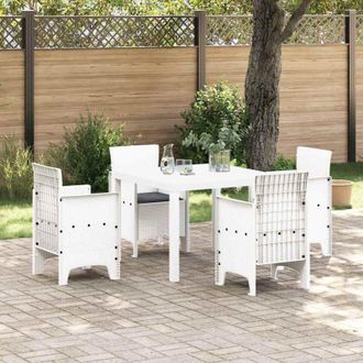 vidaXL Conjunto De Comedor De Jard&iacute;n 5 Pcs Blanco Ratan Polt Vidaxl