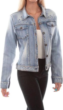 Scully Denim Beaded Jacket In Blue