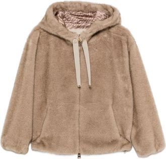 Herno Zachte Faux Fur Bomber - Dames - Jassen - Beige - M - Leer - Jassen