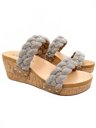 Corkys Footwear Womens Mystique Wedge Sandals In Clear Rhinestones